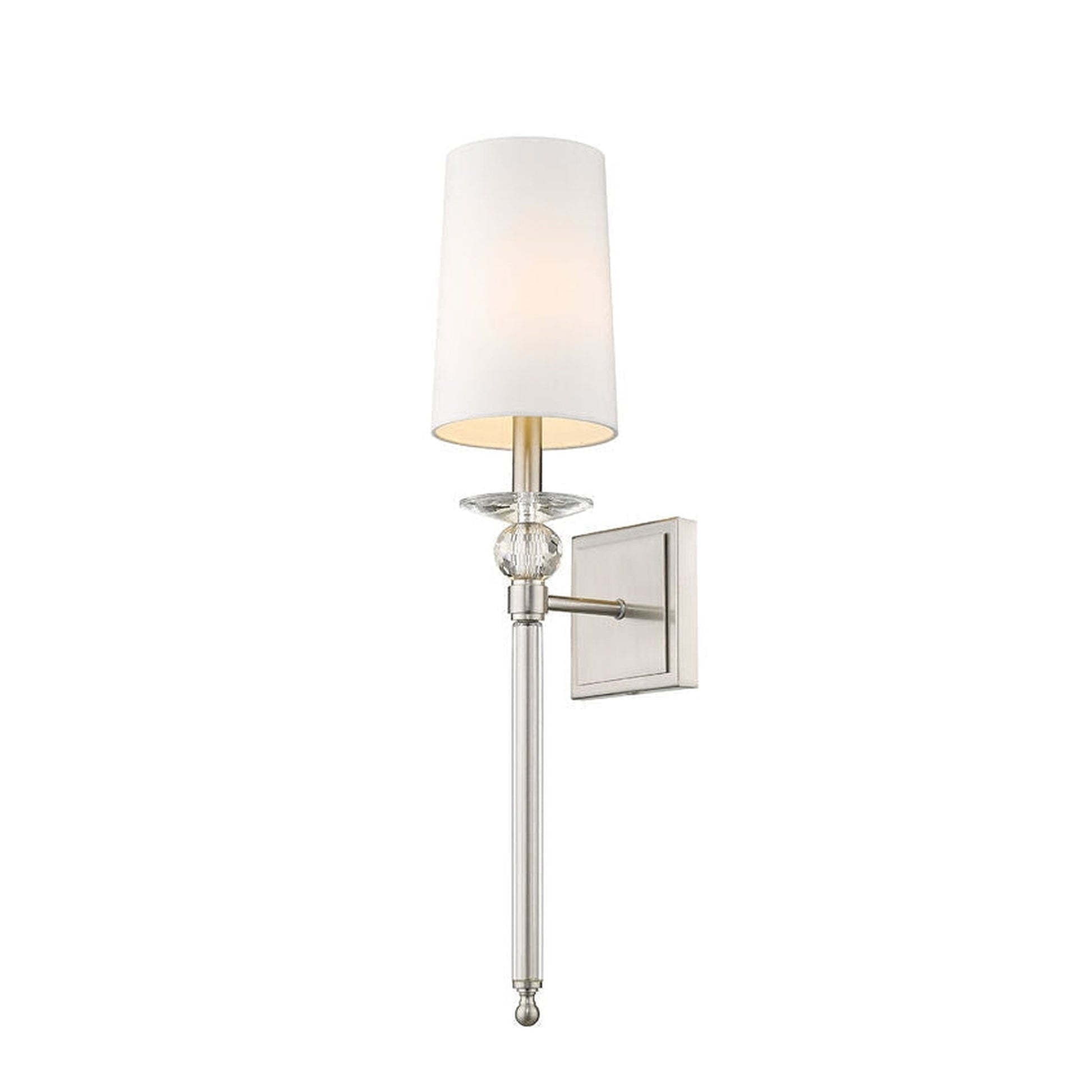 Z-Lite Mia 6" 1-Light Brushed Nickel Wall Sconce With White Fabric Shade