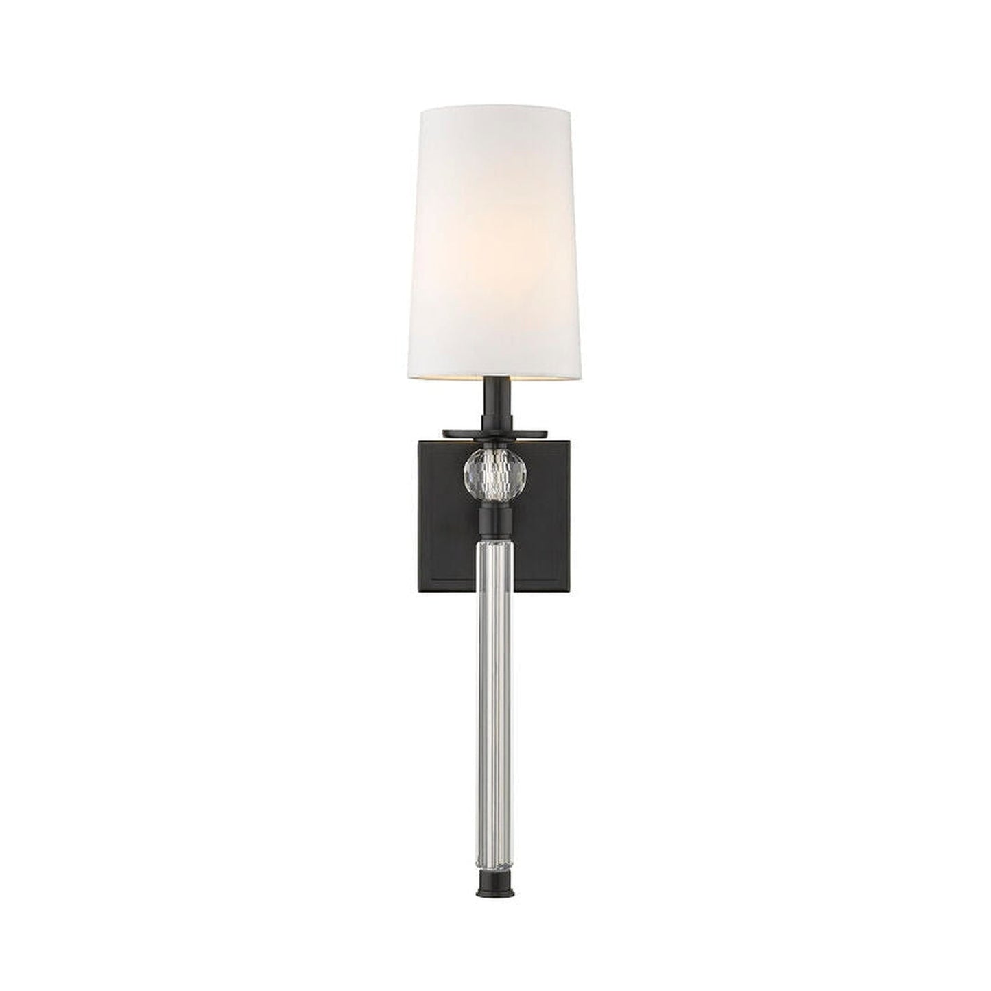 Z-Lite Mia 6" 1-Light Matte Black Wall Sconce With White Fabric Shade