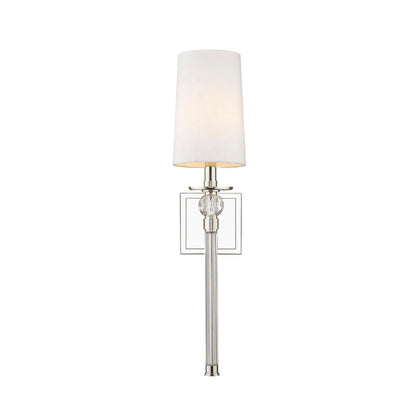 Z-Lite Mia 6" 1-Light Polished Nickel Wall Sconce With White Fabric Shade