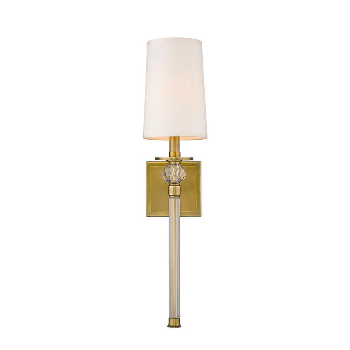 Z-Lite Mia 6" 1-Light Rubbed Brass Wall Sconce With Beige Parchment Paper Shade