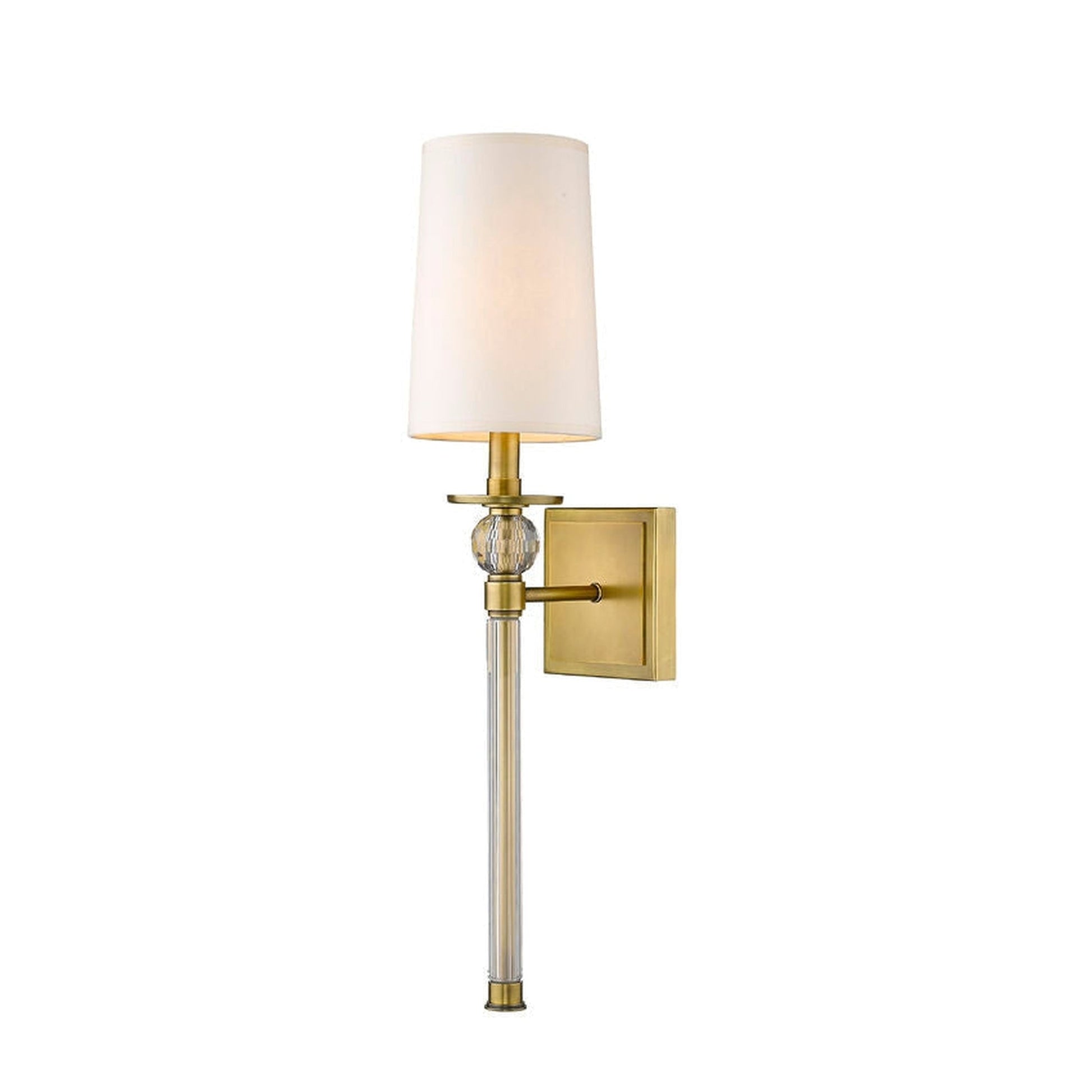 Z-Lite Mia 6" 1-Light Rubbed Brass Wall Sconce With Beige Parchment Paper Shade