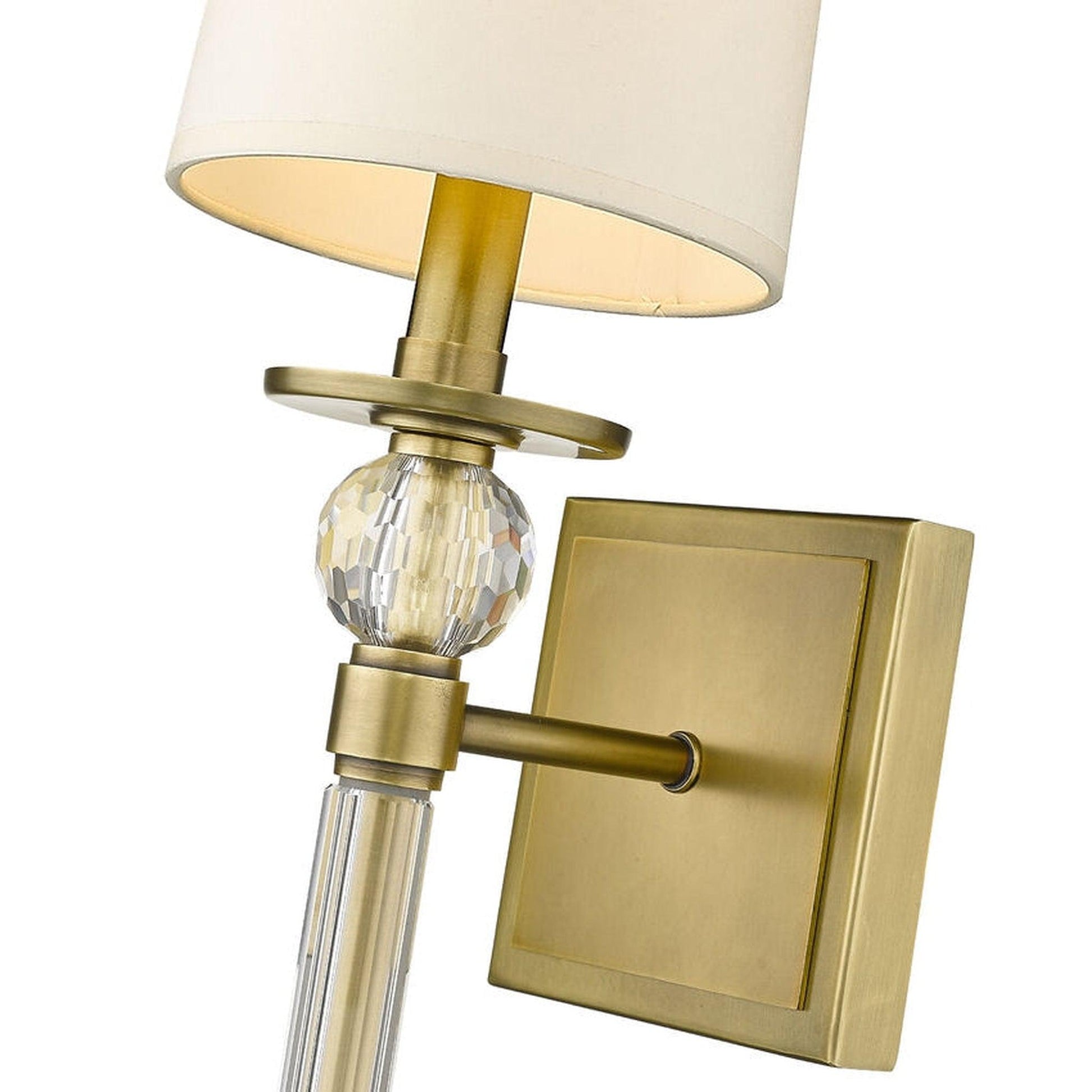 Z-Lite Mia 6" 1-Light Rubbed Brass Wall Sconce With Beige Parchment Paper Shade