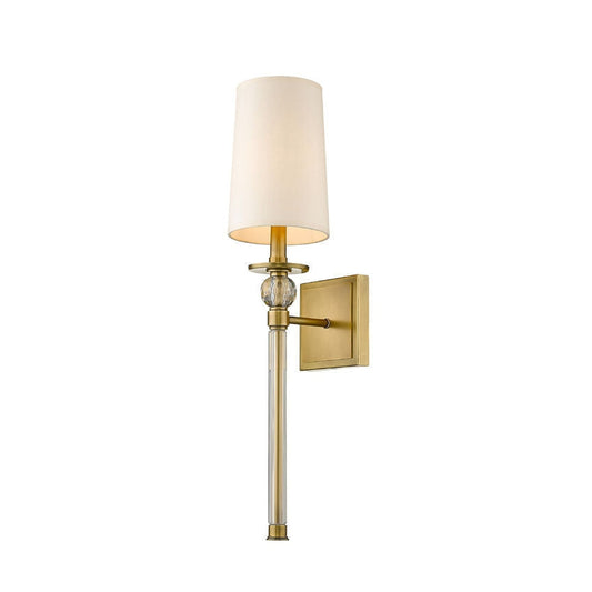 Z-Lite Mia 6" 1-Light Rubbed Brass Wall Sconce With Beige Parchment Paper Shade