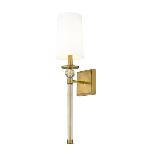 Z-Lite Mia 6" 1-Light Rubbed Brass Wall Sconce With White Fabric Shade