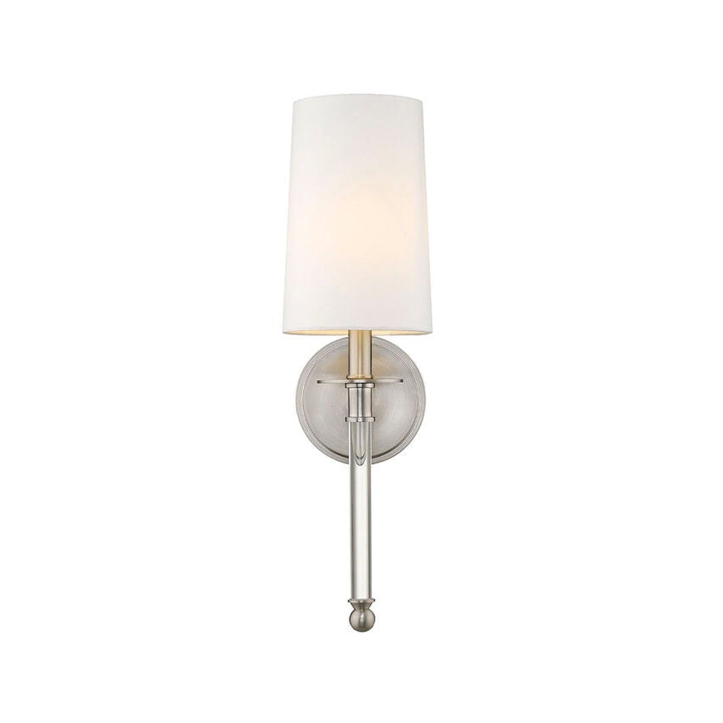 Z-Lite Mila 6" 1-Light Brushed Nickel Wall Sconce With White Fabric Shade