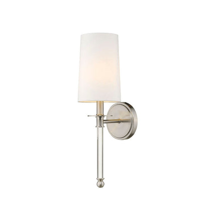 Z-Lite Mila 6" 1-Light Brushed Nickel Wall Sconce With White Fabric Shade