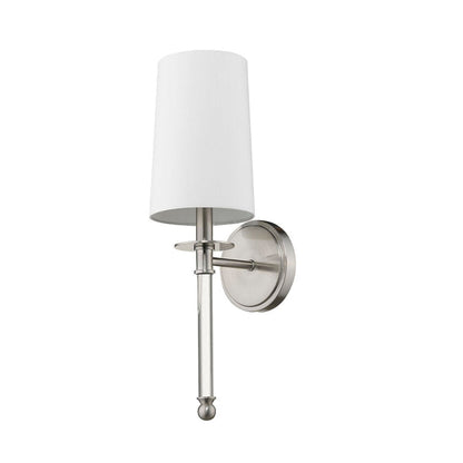 Z-Lite Mila 6" 1-Light Brushed Nickel Wall Sconce With White Fabric Shade