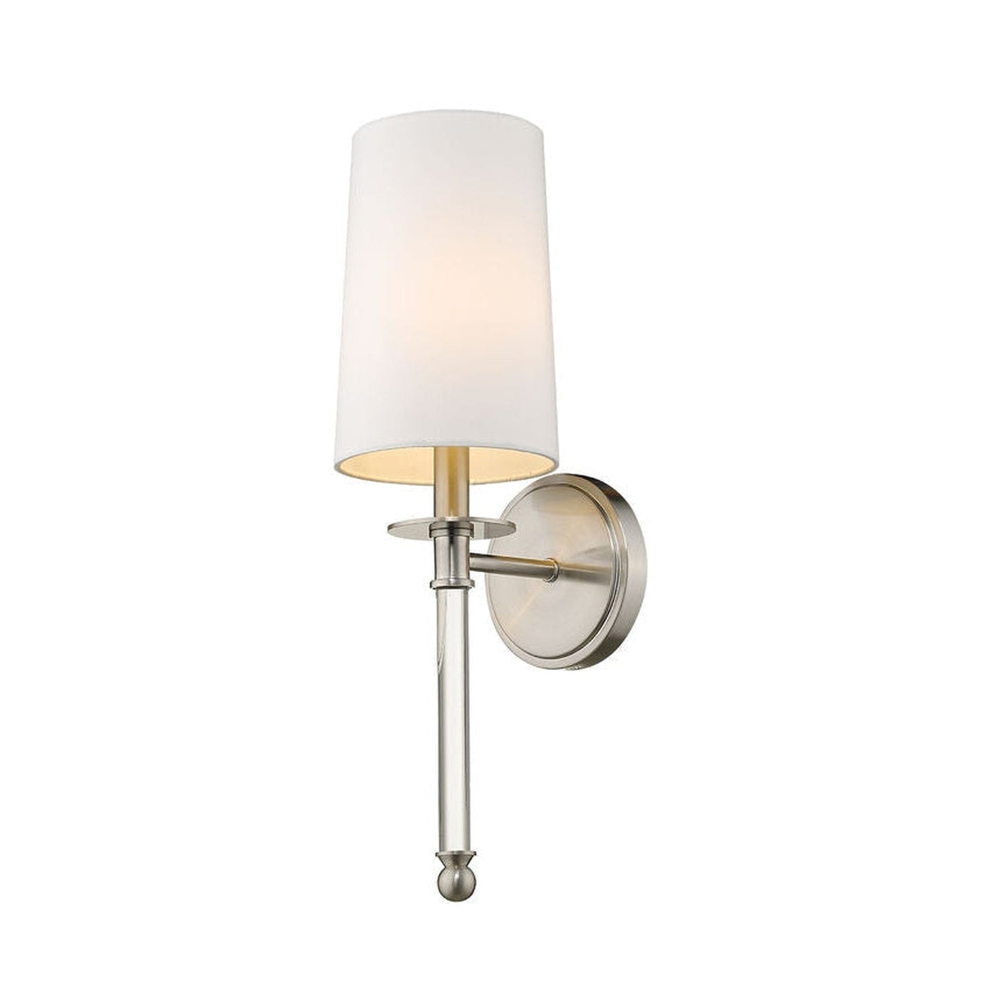 Z-Lite Mila 6" 1-Light Brushed Nickel Wall Sconce With White Fabric Shade