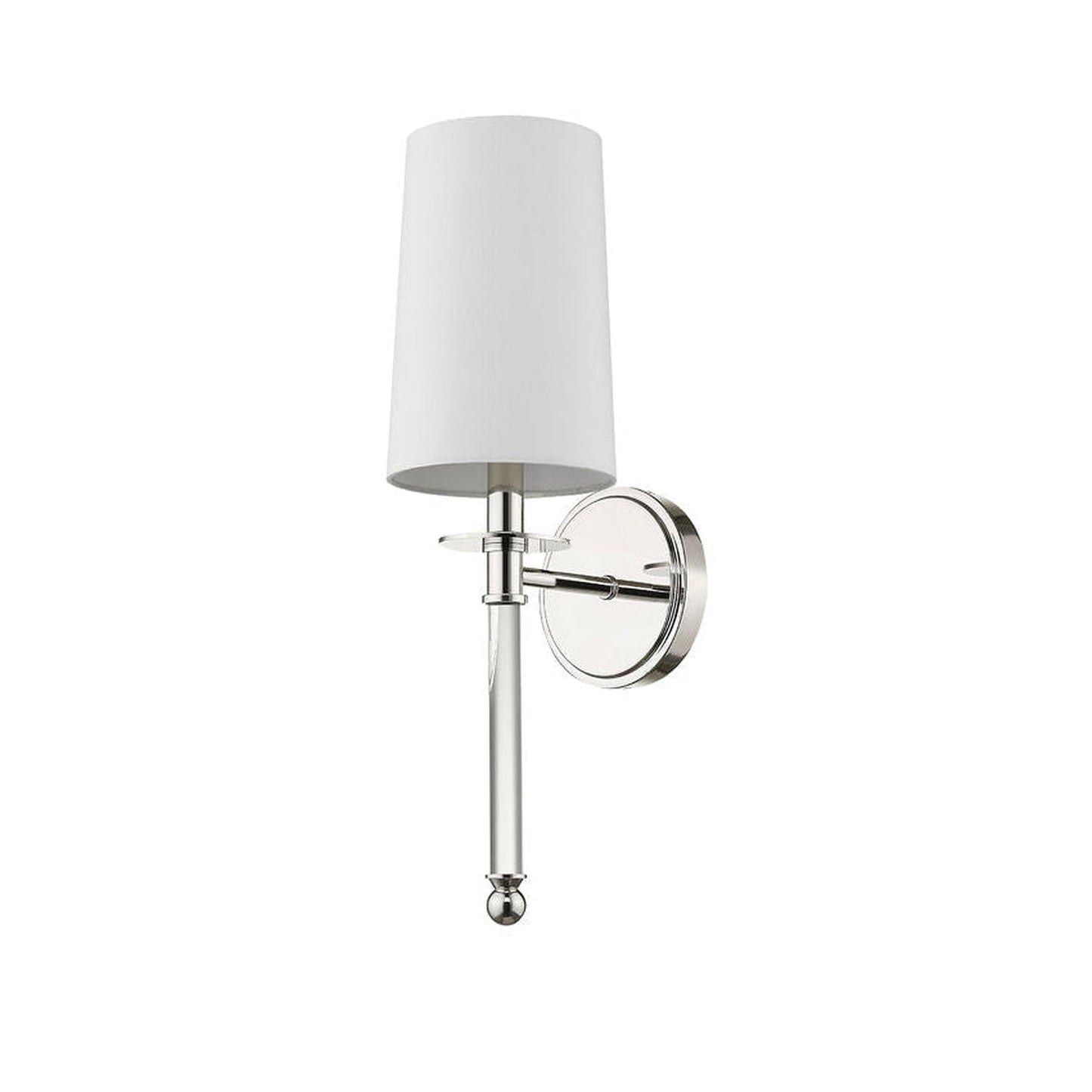 Z-Lite Mila 6" 1-Light Polished Nickel Wall Sconce With White Fabric Shade