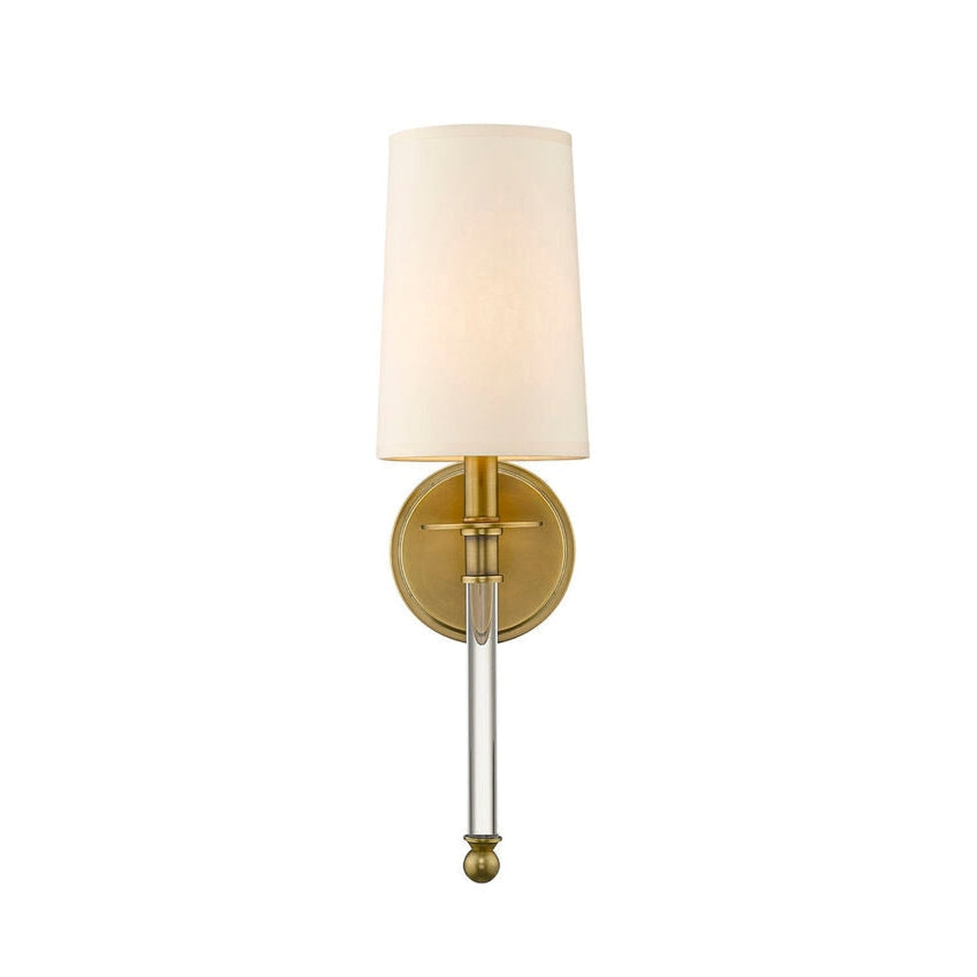 Z-Lite Mila 6" 1-Light Rubbed Brass Wall Sconce With Beige Parchment Paper Shade