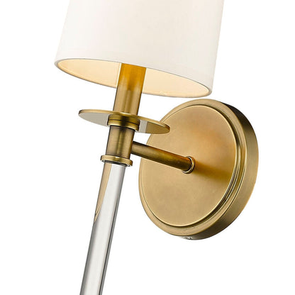 Z-Lite Mila 6" 1-Light Rubbed Brass Wall Sconce With Beige Parchment Paper Shade