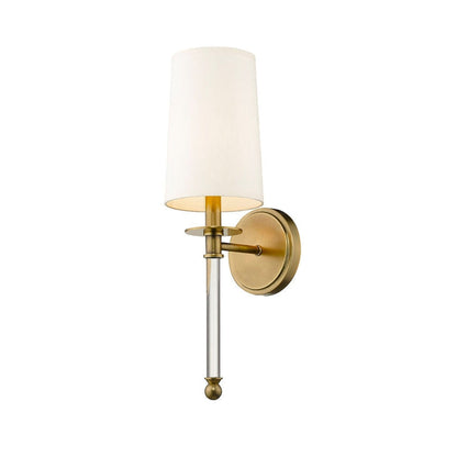 Z-Lite Mila 6" 1-Light Rubbed Brass Wall Sconce With Beige Parchment Paper Shade