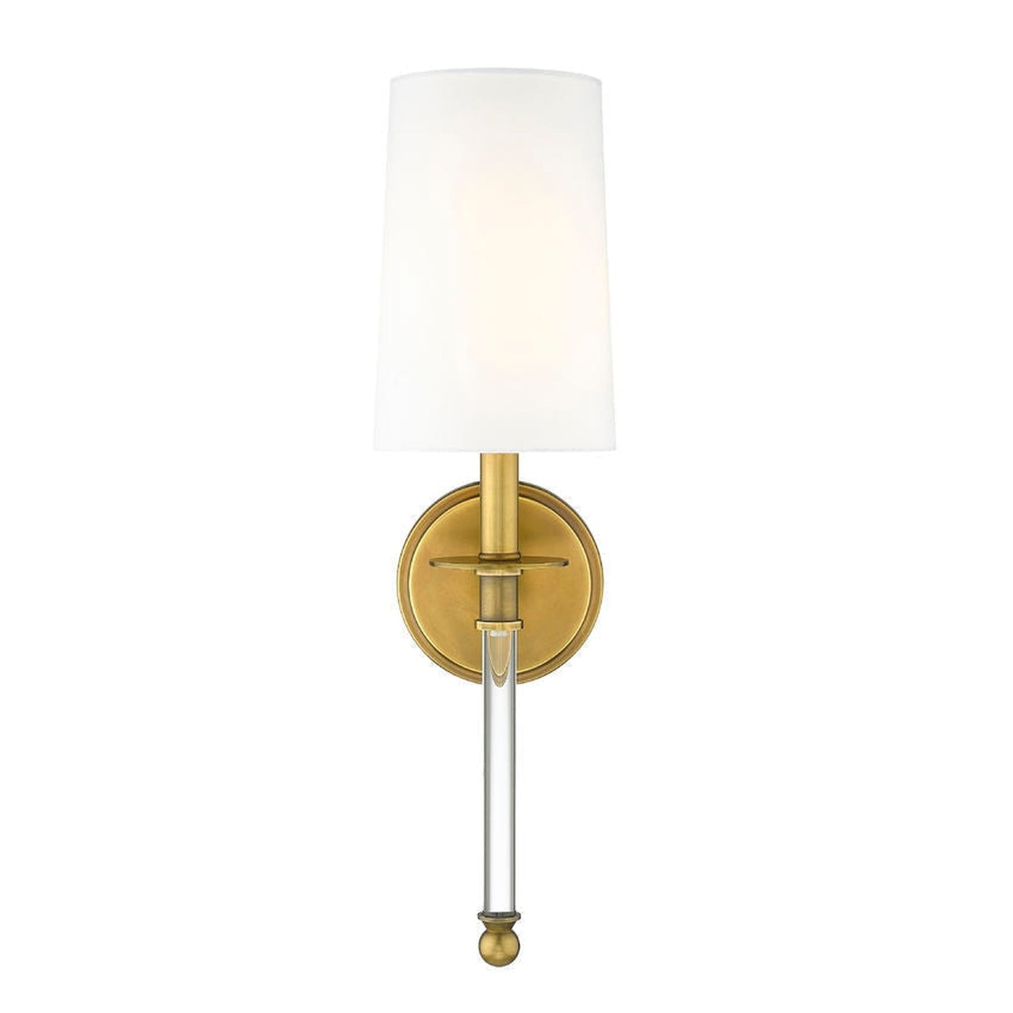 Z-Lite Mila 6" 1-Light Rubbed Brass Wall Sconce With White Fabric Shade