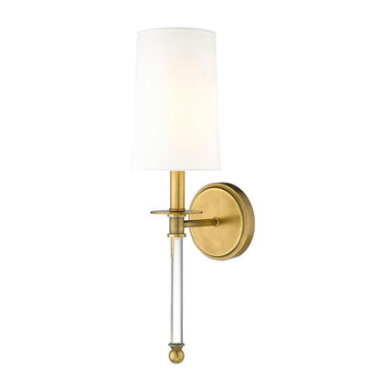 Z-Lite Mila 6" 1-Light Rubbed Brass Wall Sconce With White Fabric Shade