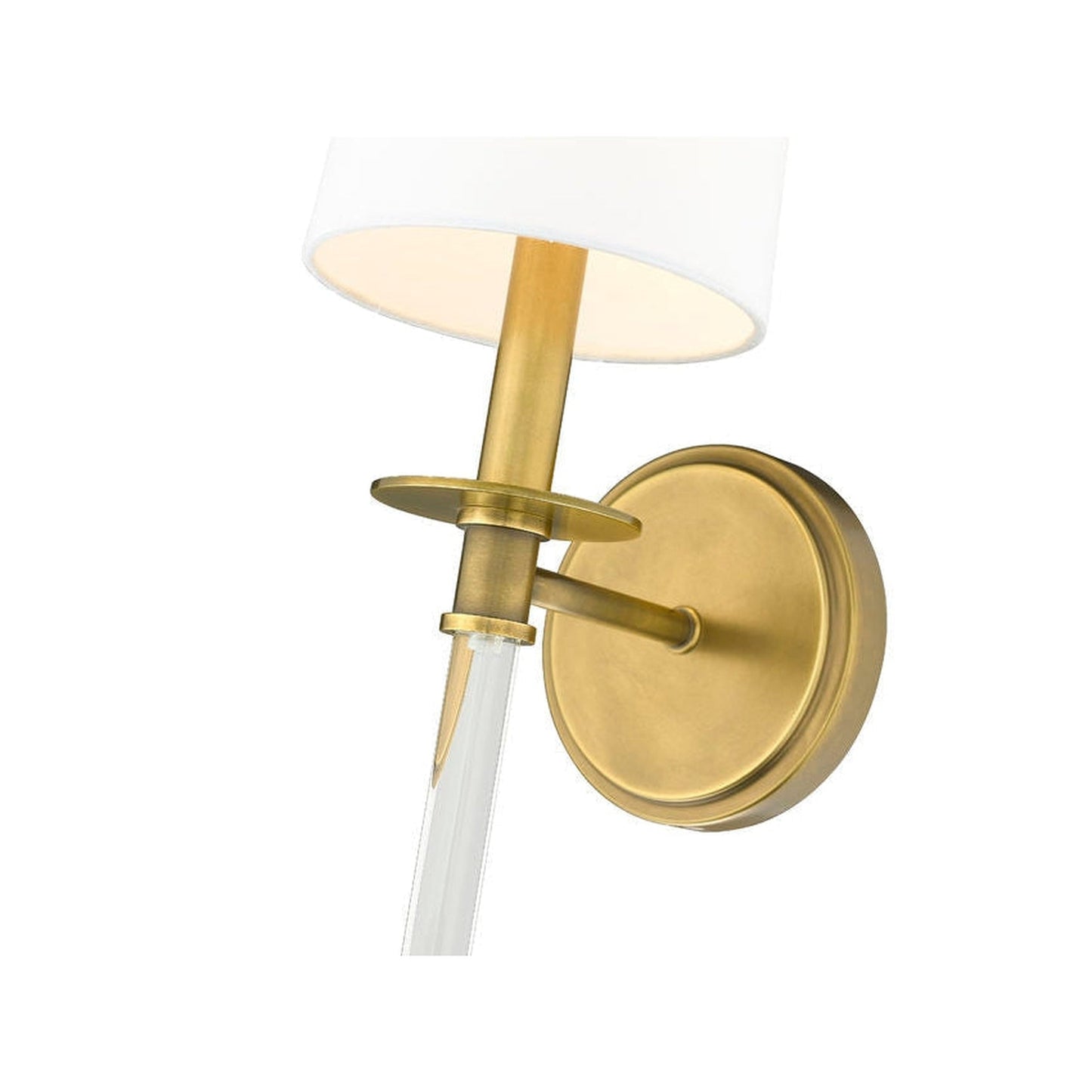 Z-Lite Mila 6" 1-Light Rubbed Brass Wall Sconce With White Fabric Shade