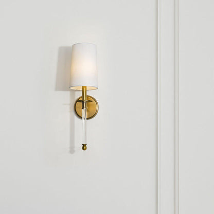 Z-Lite Mila 6" 1-Light Rubbed Brass Wall Sconce With White Fabric Shade