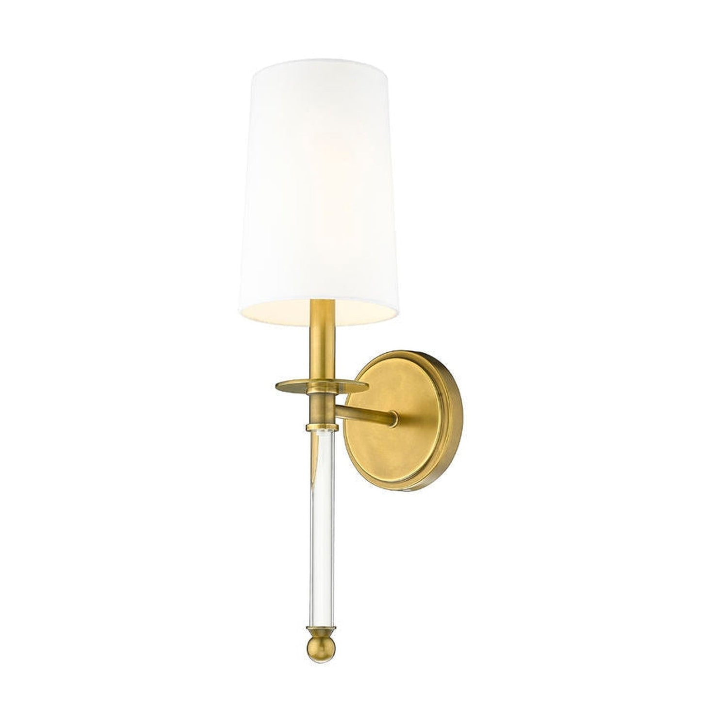 Z-Lite Mila 6" 1-Light Rubbed Brass Wall Sconce With White Fabric Shade