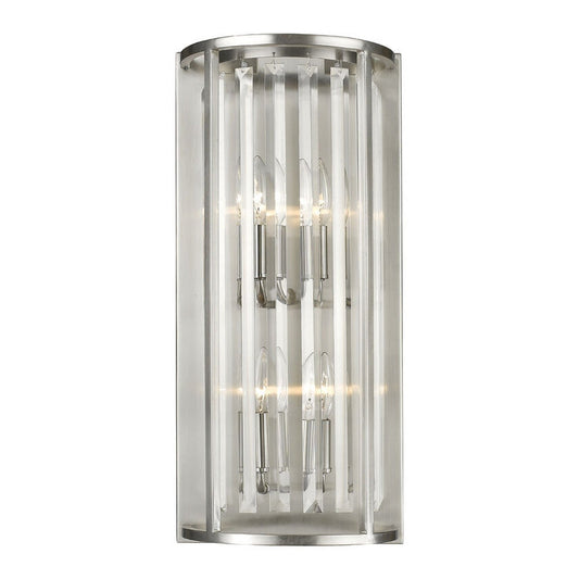 Z-Lite Monarch 10" 4-Light Brushed Nickel Wall Sconce With Crystal Clear Shade