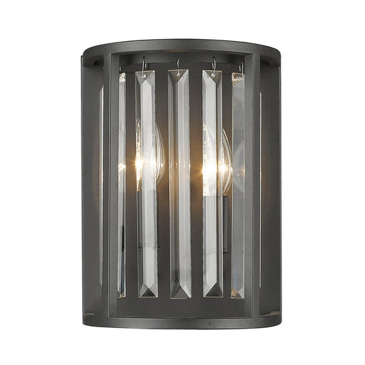 Z-Lite Monarch 9" 2-Light Bronze Wall Sconce With Crystal Clear Shade