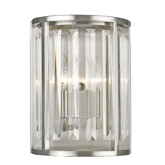 Z-Lite Monarch 9" 2-Light Crystal Clear Shade Wall Sconce With Brushed Nickel Frame Finish