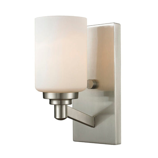 Z-Lite Montego 5" 1-Light Brushed Nickel Wall Sconce With Matte Opal Glass Shade