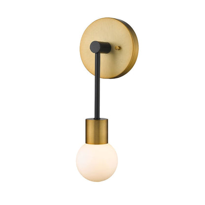 Z-Lite Neutra 6" 1-Light Matte Black and Foundry Brass Wall Sconce With Opal Glass Shade