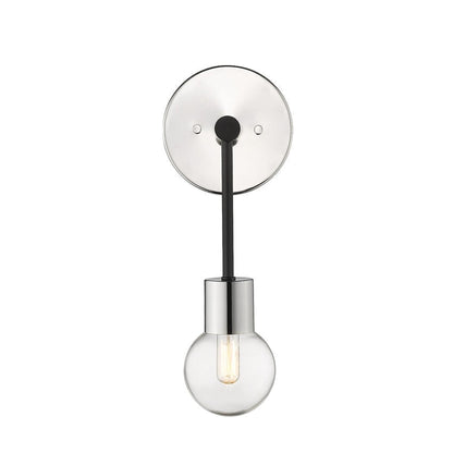 Z-Lite Neutra 6" 1-Light Matte Black and Polished Nickel Wall Sconce With Clear Glass Shade