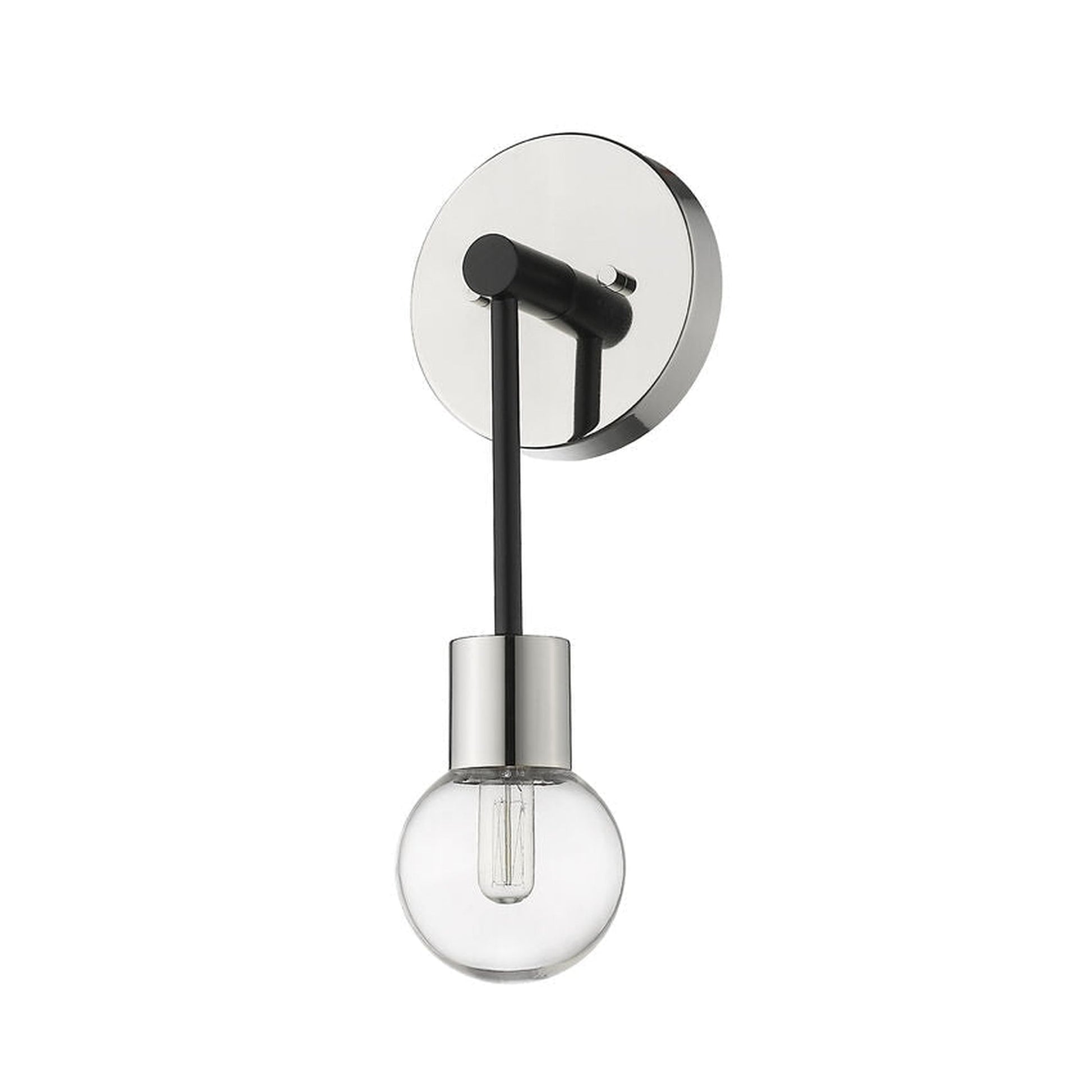 Z-Lite Neutra 6" 1-Light Matte Black and Polished Nickel Wall Sconce With Clear Glass Shade