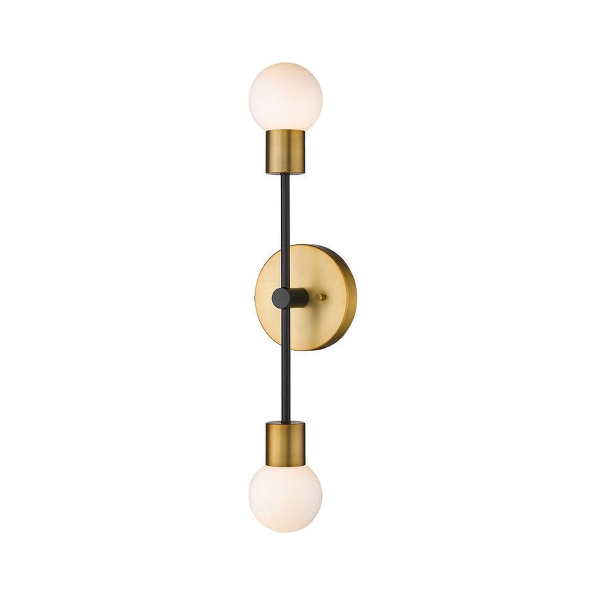 Z-Lite Neutra 6" 2-Light Matte Black and Foundry Brass Wall Sconce With Opal Glass Shade