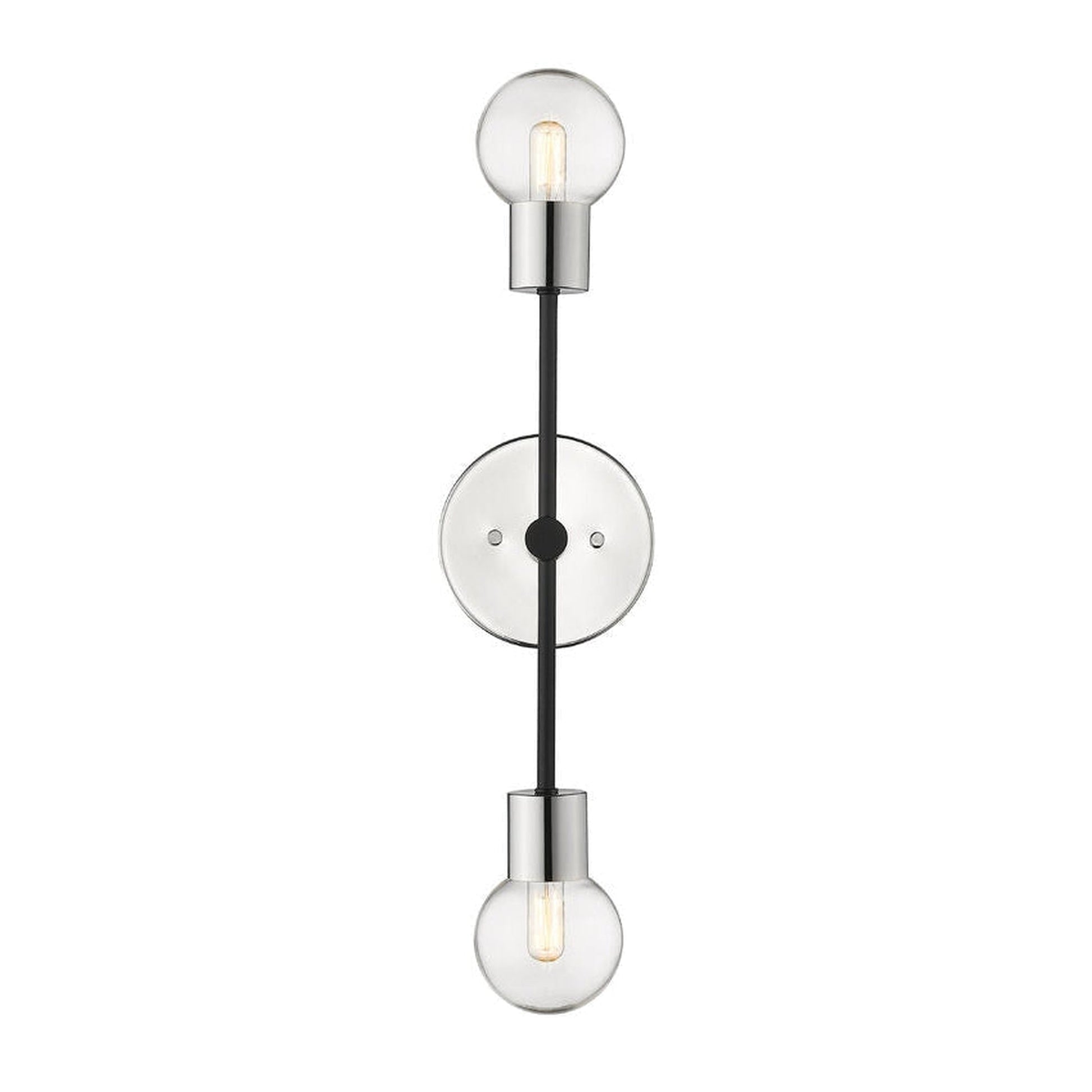 Z-Lite Neutra 6" 2-Light Matte Black and Polished Nickel Wall Sconce With Clear Glass Shade