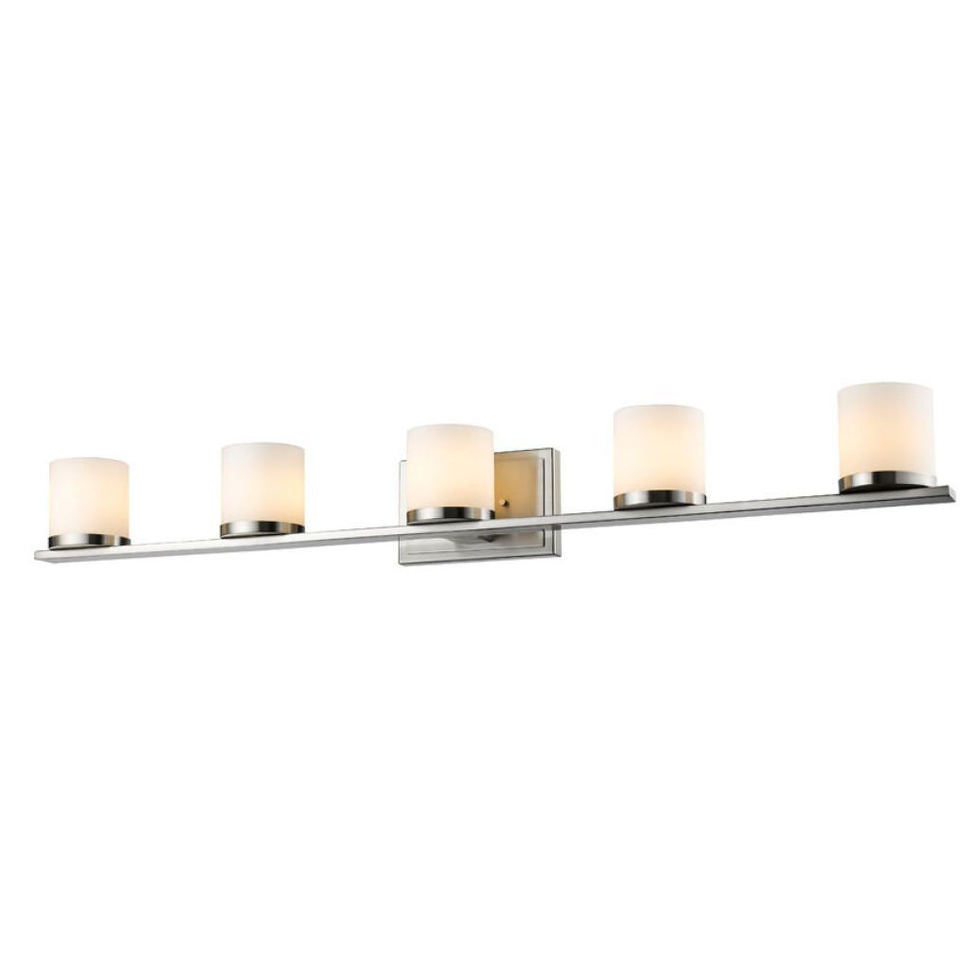 Z-Lite Nori 40" 5-Light Brushed Nickel Vanity Light With Matte Opal Glass Shade