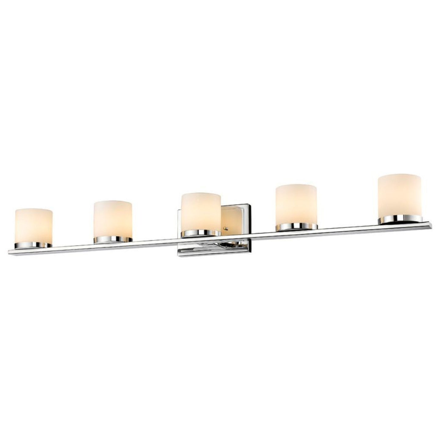 Z-Lite Nori 40" 5-Light Chrome Vanity Light With Matte Opal Glass Shade