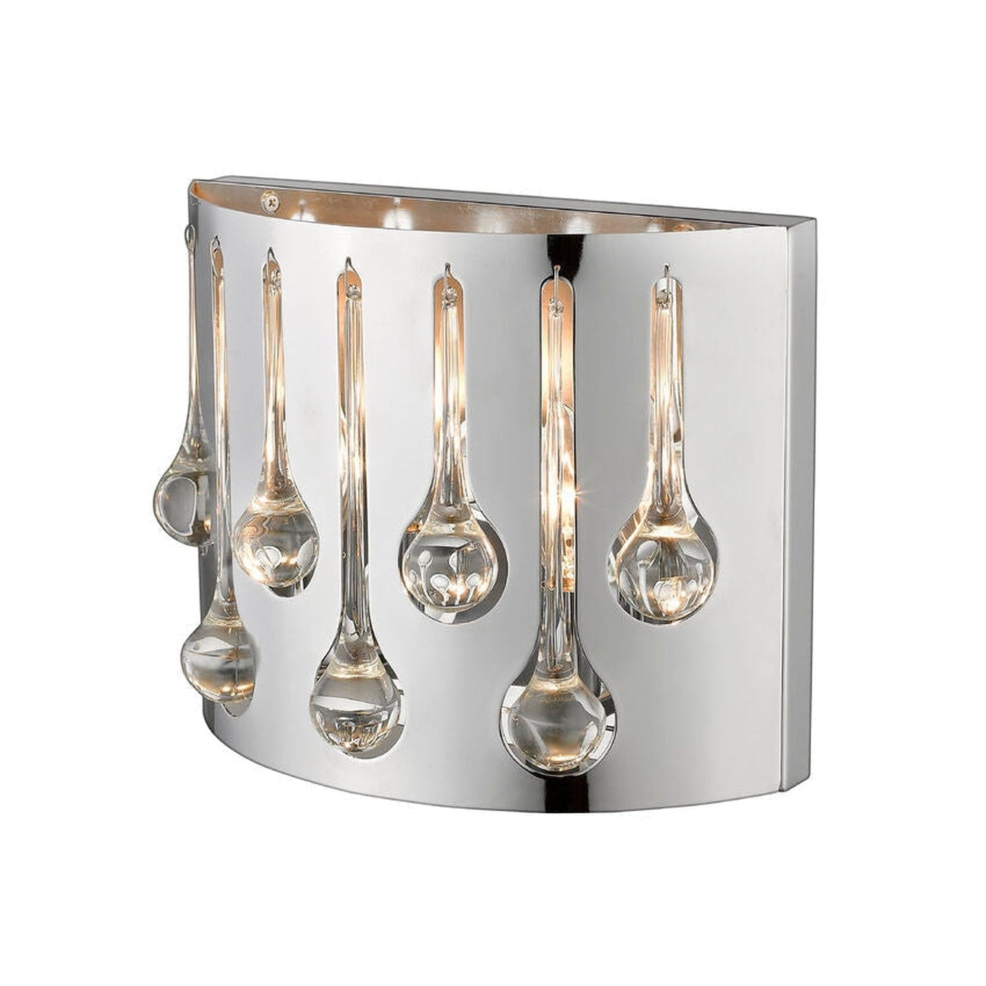Z-Lite Oberon 12" 2-Light Chrome Wall Sconce With Steel and Crystal Shade