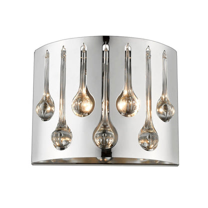 Z-Lite Oberon 12" 2-Light Chrome Wall Sconce With Steel and Crystal Shade