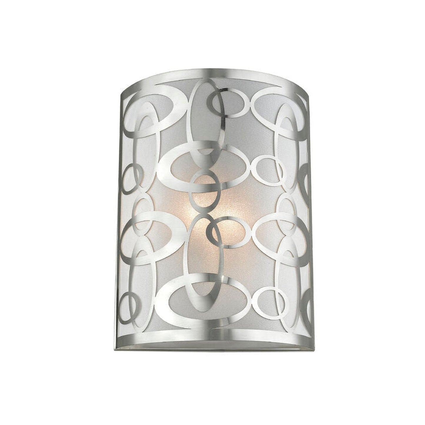 Z-Lite Opal 9" 2-Light White Fabric Shade Wall Sconce With Brushed Nickel Frame Finish