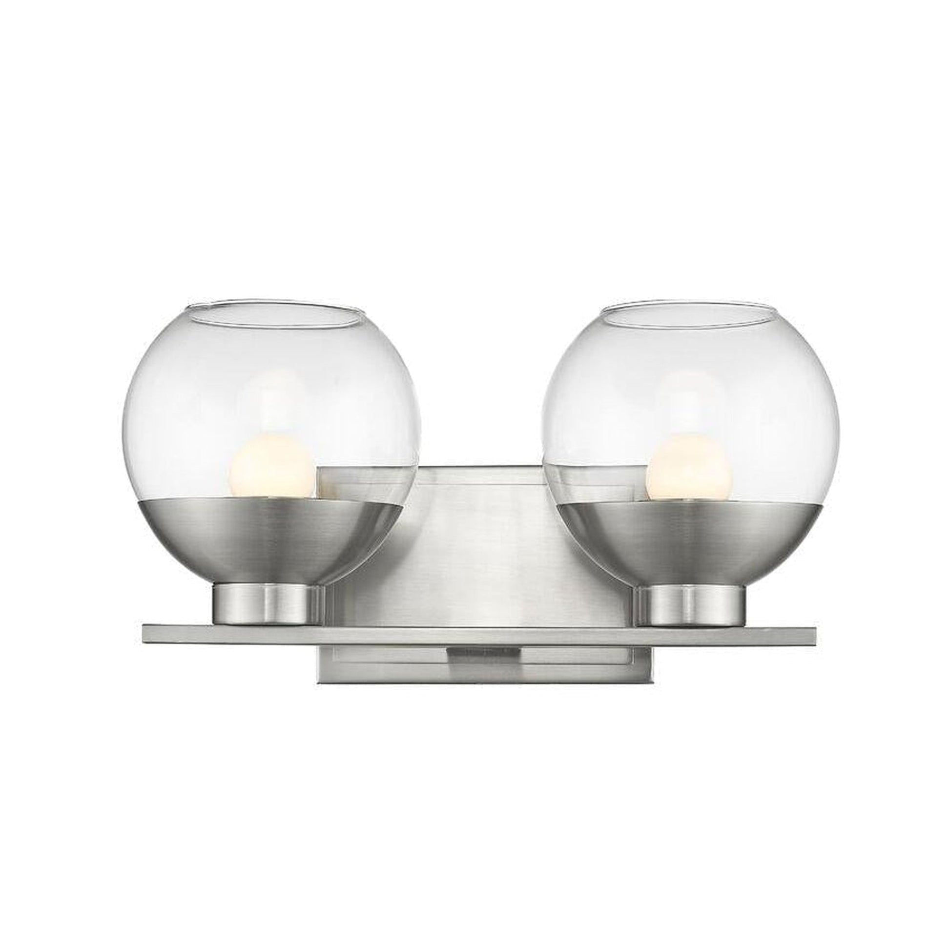 Z-Lite Osono 14" 2-Light LED Brushed Nickel Vanity Light With Clear Glass Shade