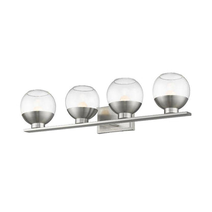 Z-Lite Osono 33" 4-Light LED Brushed Nickel Vanity Light With Clear Glass Shade