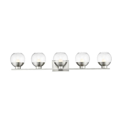 Z-Lite Osono 41" 5-Light LED Brushed Nickel Vanity Light With Clear Glass Shade