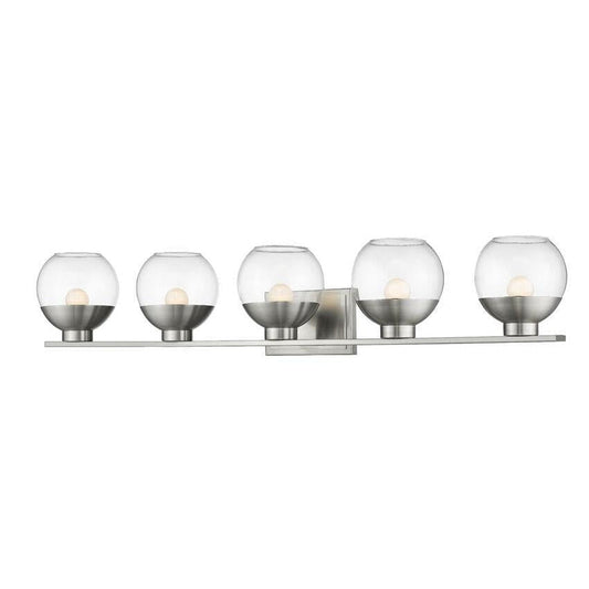 Z-Lite Osono 41" 5-Light LED Brushed Nickel Vanity Light With Clear Glass Shade