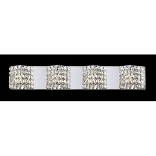 Z-Lite Panache 36" 4-Light LED Clear Crystal Shade Vanity Light With Chrome Frame Finish