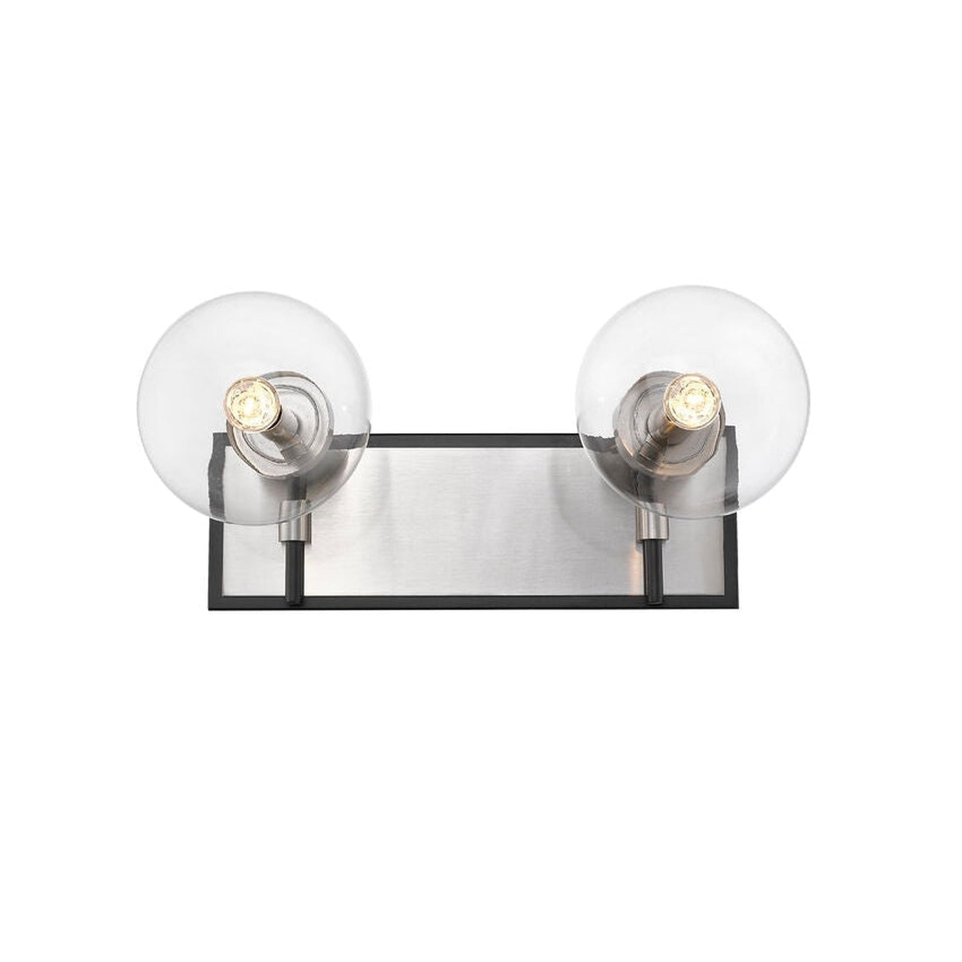 Z-Lite Parsons 16" 2-Ligh Matte Black and Brushed Nickel Vanity Light With Clear Glass Shade