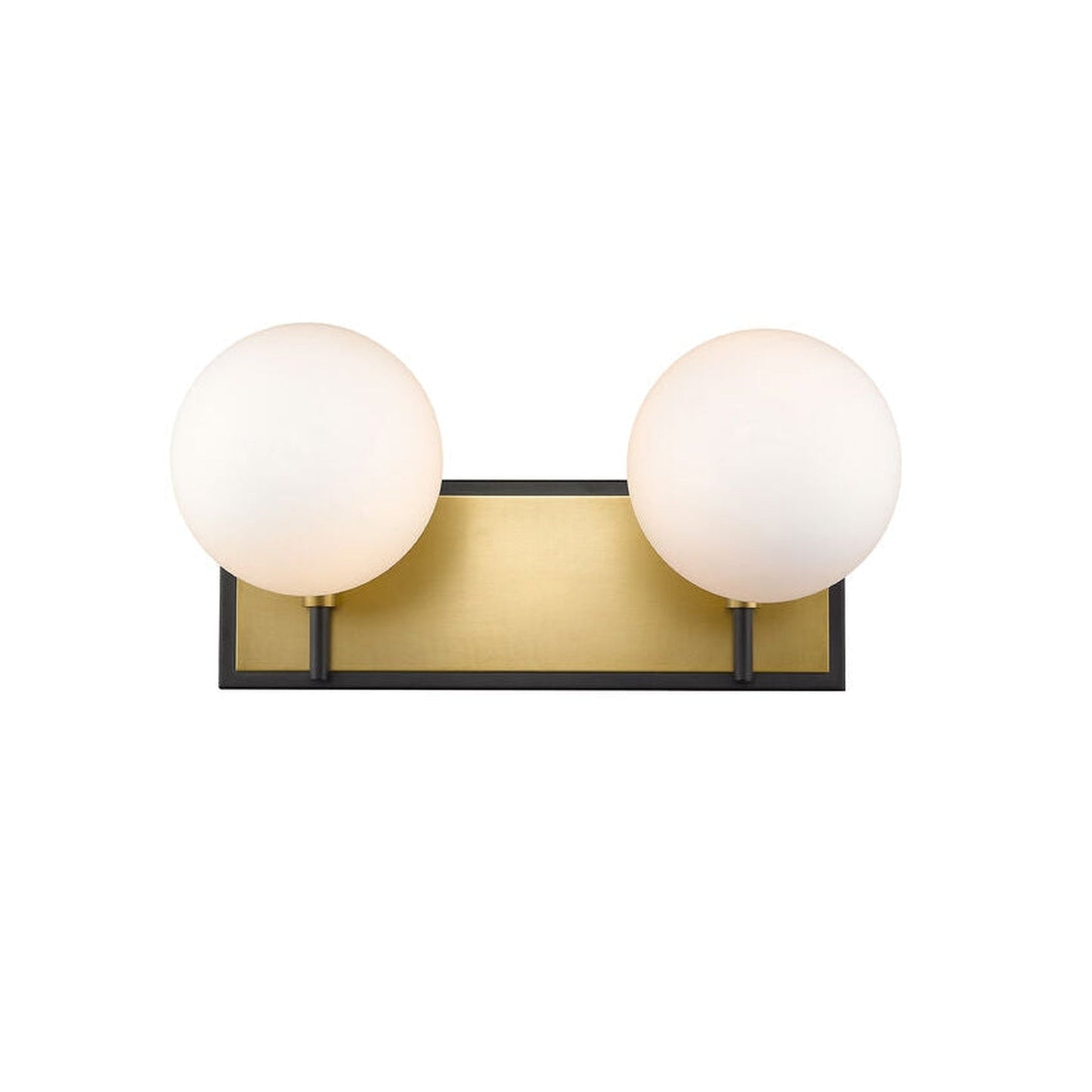 Z-Lite Parsons 16" 2-Light Matte Black and Olde Brass Vanity Light With Opal Glass Shade