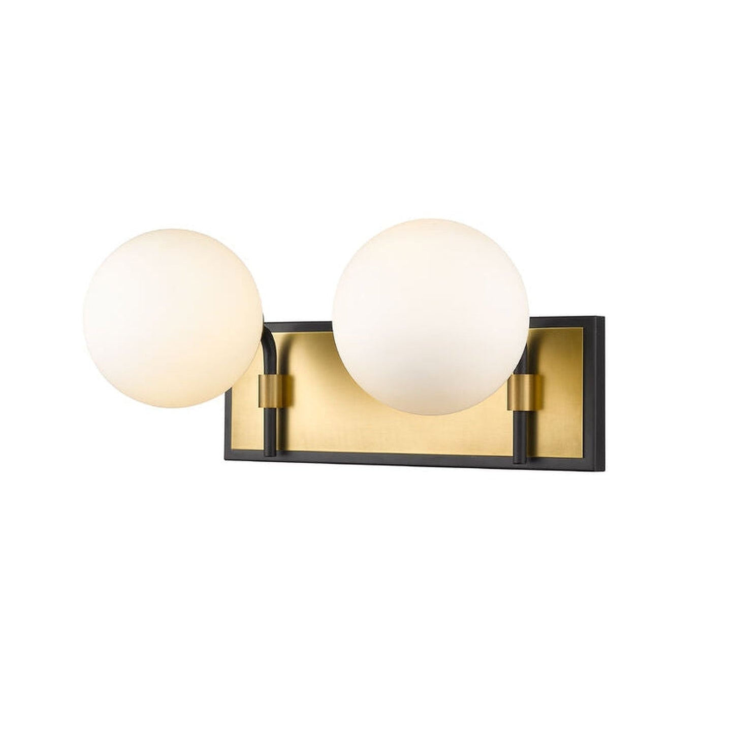 Z-Lite Parsons 16" 2-Light Matte Black and Olde Brass Vanity Light With Opal Glass Shade