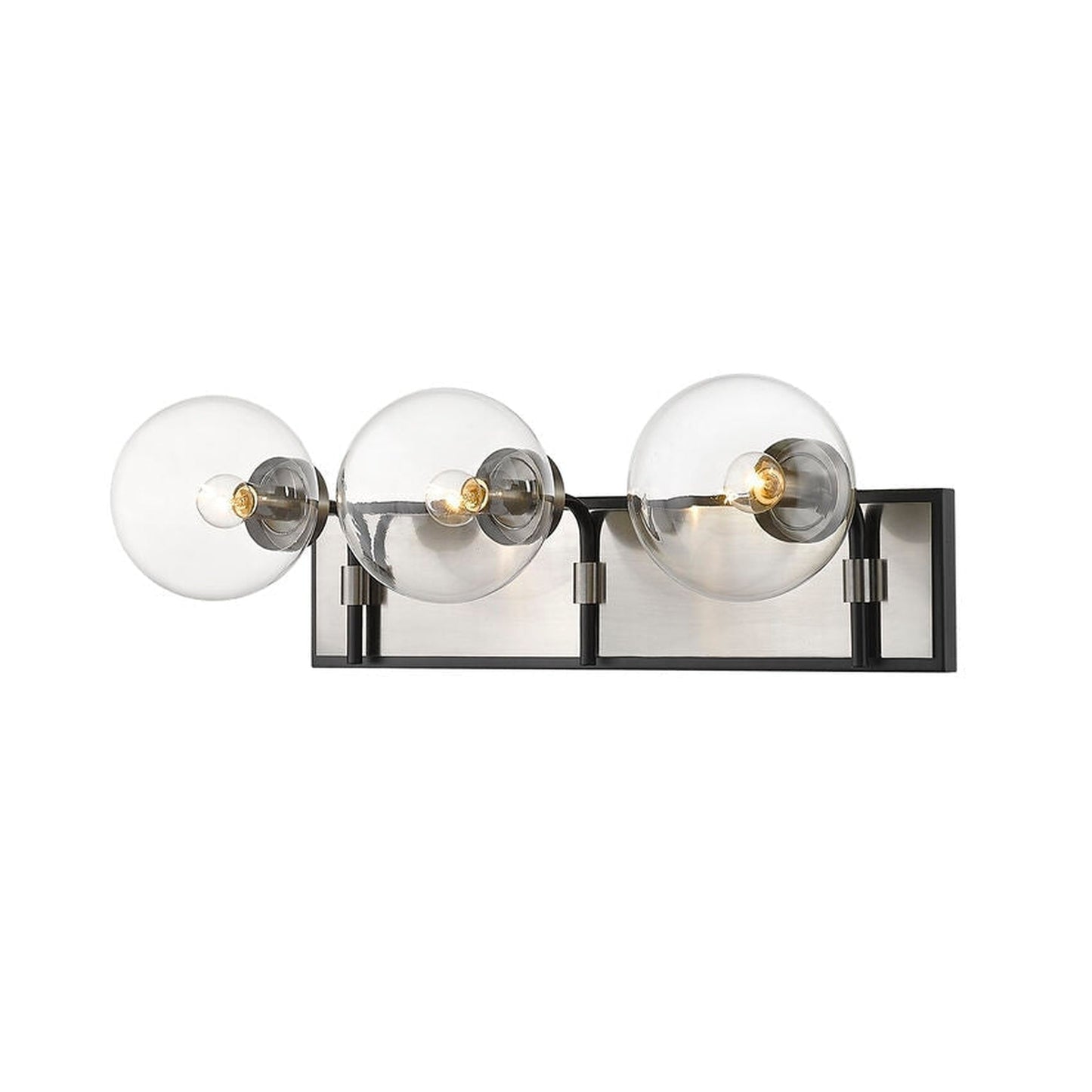 Z-Lite Parsons 24" 3-Light Matte Black and Brushed Nickel Vanity Light With Clear Glass Shade