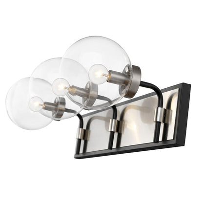 Z-Lite Parsons 24" 3-Light Matte Black and Brushed Nickel Vanity Light With Clear Glass Shade