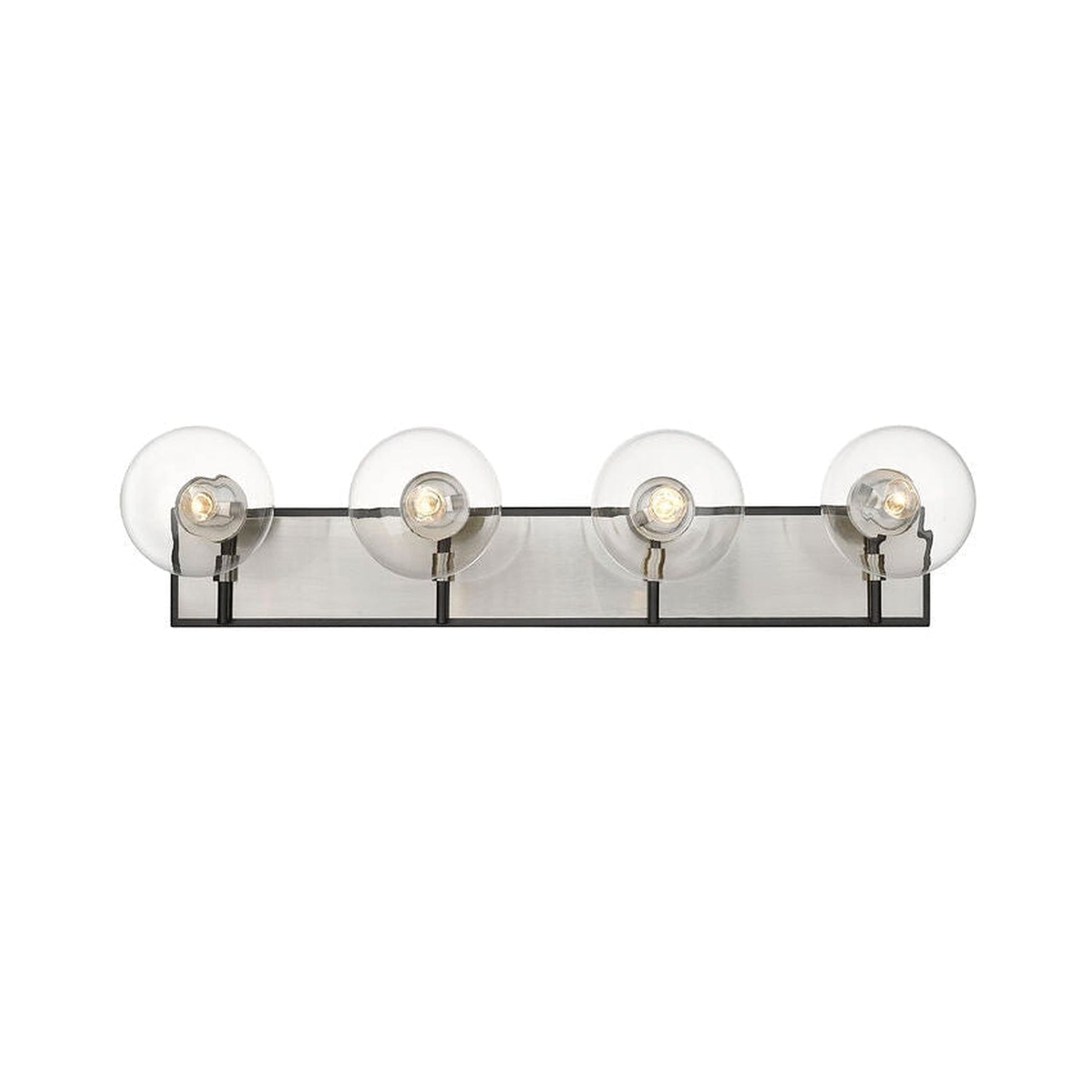 Z-Lite Parsons 33" 4-Light Matte Black and Brushed Nickel Vanity Light With Clear Glass Shade