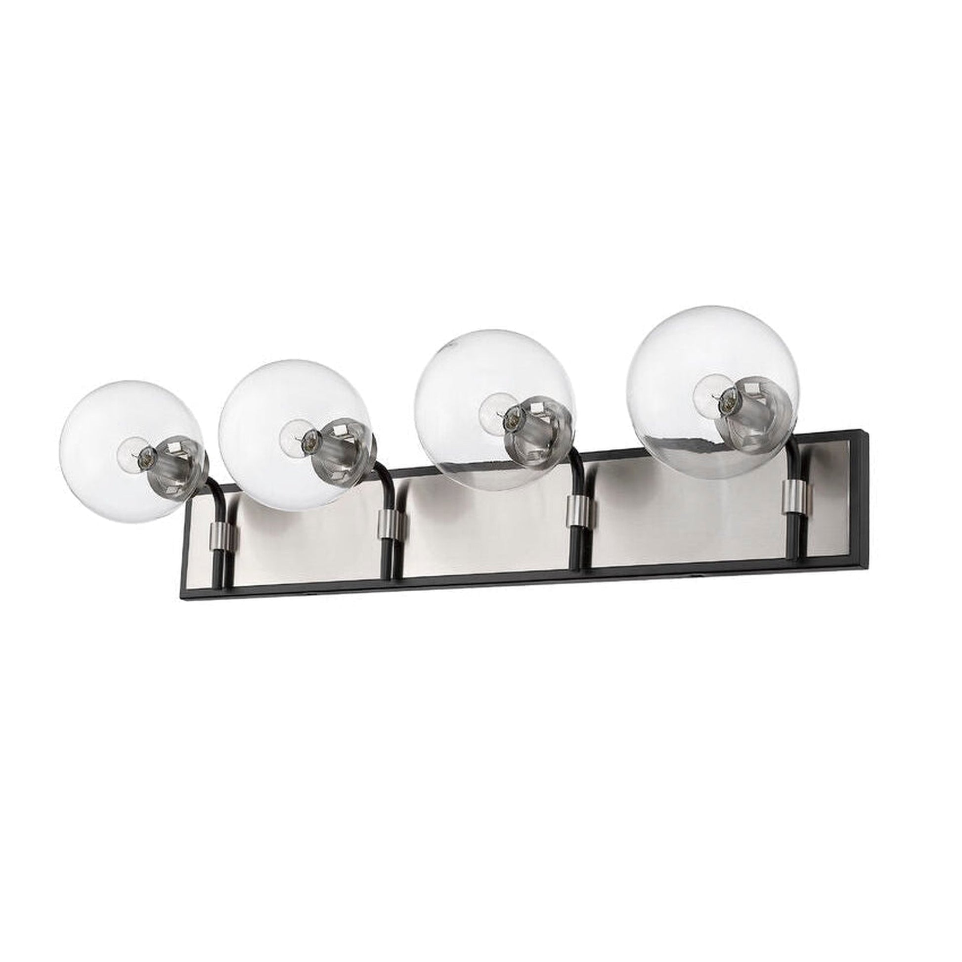 Z-Lite Parsons 33" 4-Light Matte Black and Brushed Nickel Vanity Light With Clear Glass Shade