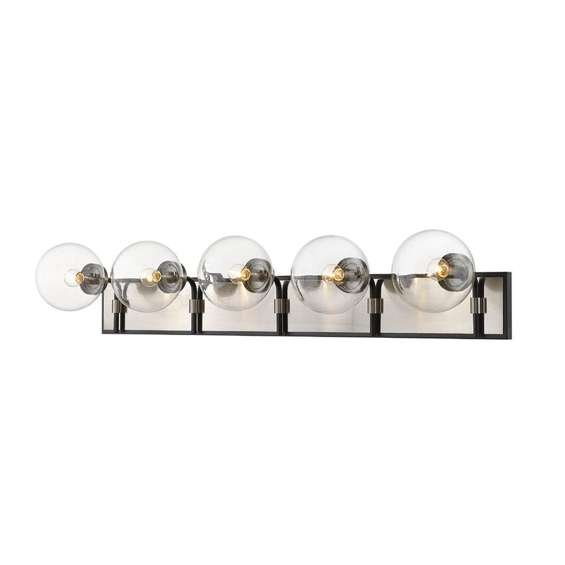 Z-Lite Parsons 42" 5-Light Matte Black and Brushed Nickel Vanity Light With Clear Glass Shade