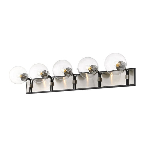 Z-Lite Parsons 42" 5-Light Matte Black and Brushed Nickel Vanity Light With Clear Glass Shade