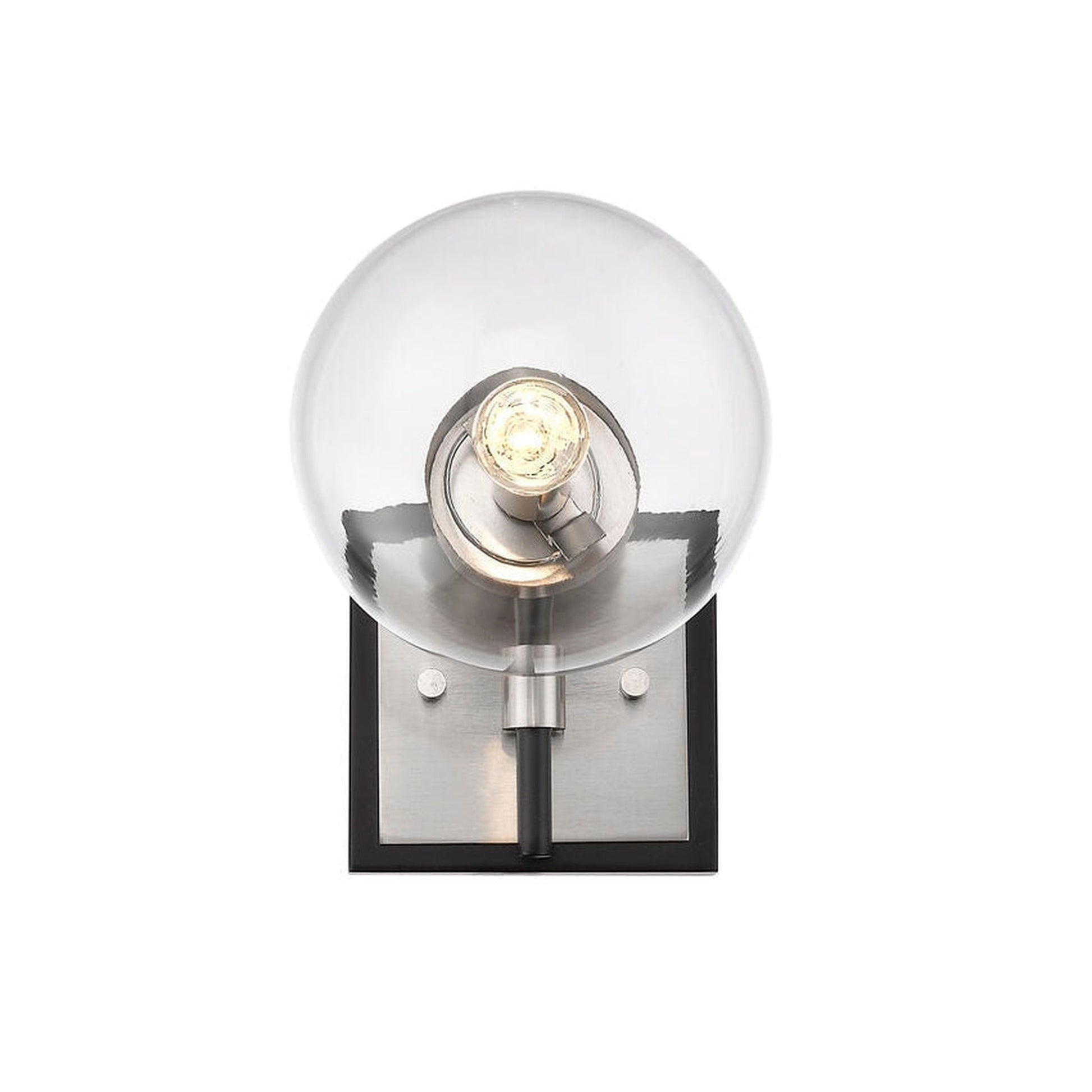 Z-Lite Parsons 6" 1-Light Matte Black and Brushed Nickel Wall Sconce With Clear Glass Shade